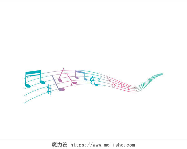 彩色音乐音符音乐符号PNG素材音乐符号音符五线谱元素